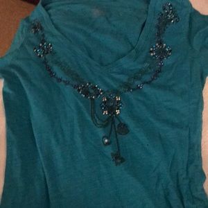 🌟EXPRESS // Turq short sleeve top // sz S🌟